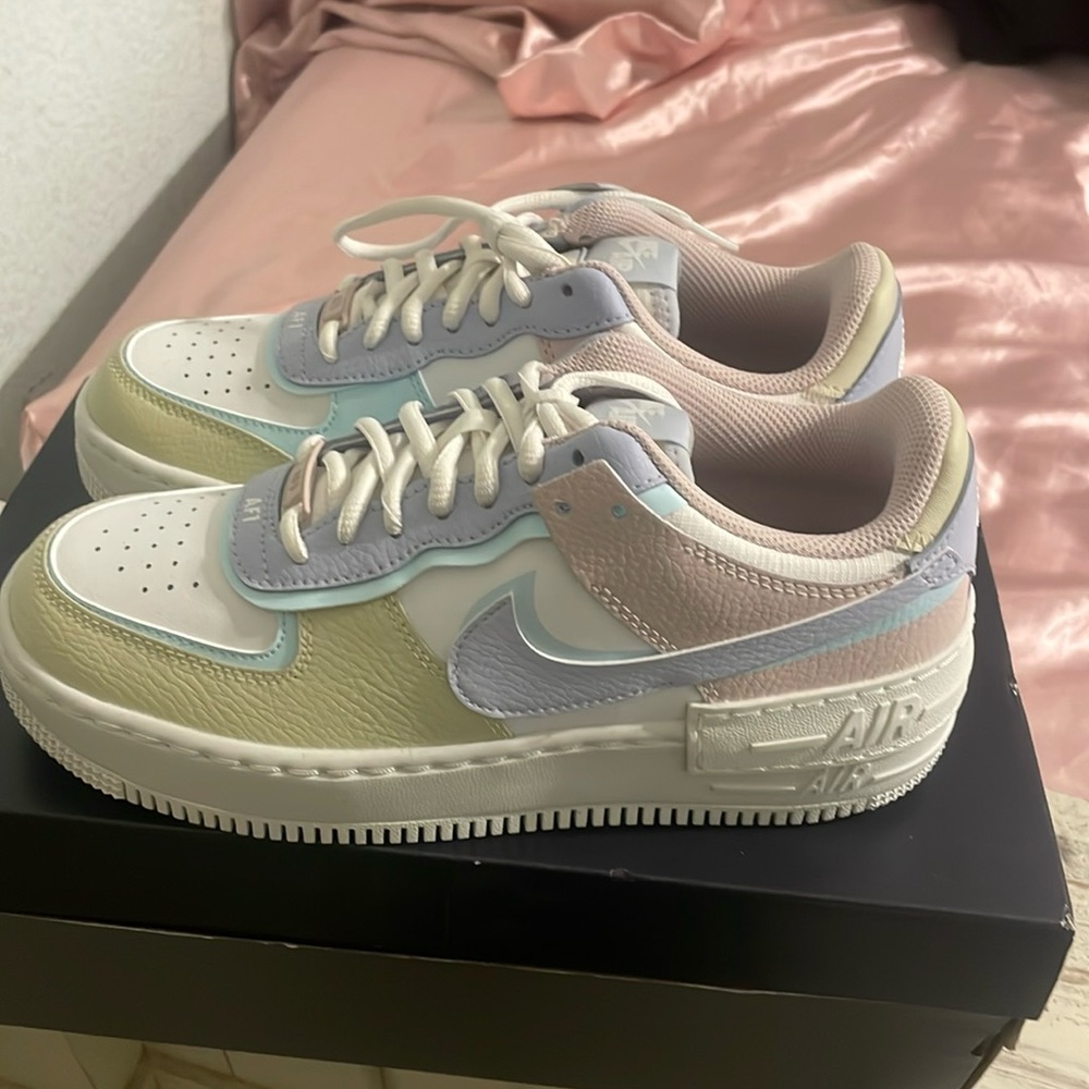 Custom pastel Nike Air Force ones shadow 7.5
